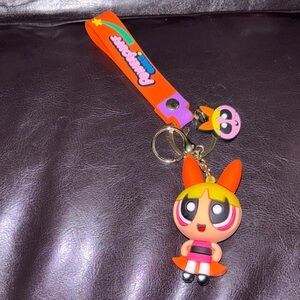 Powerpuff Girls Keychain with Orange and Pink Accents